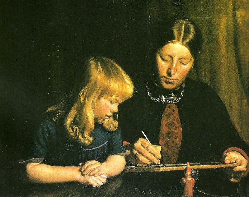 anna ancher lcerer sin datter helga at tegne, Michael Ancher